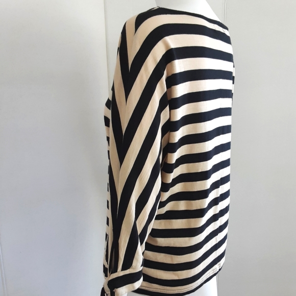 CHAPS STRIPED BOAT NECK DOLMAN 3 QTR KNOT TIE SLEEVE TOP SZ S - Picture 2 of 7